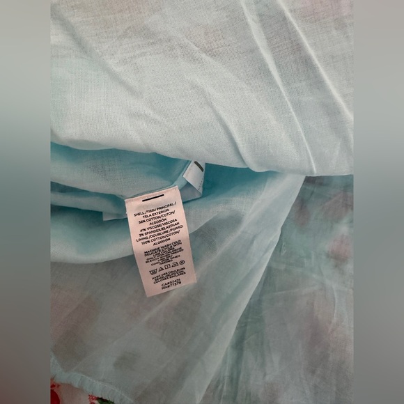 NWOT Ann Taylor Red Floral Aqua Blue V-neck Flutter Sleeve Cotton Midi Dress 12 - Picture 12 of 12